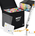 HOTU Alcohol Markers Brush Tip -60 Virant Colors Daul Tips Art Markers Set, for Artist Adults Coloring Illustrations, with Seamless Blending, Colorless Blender, Anti-Bleeding Pad, &Premium Ink