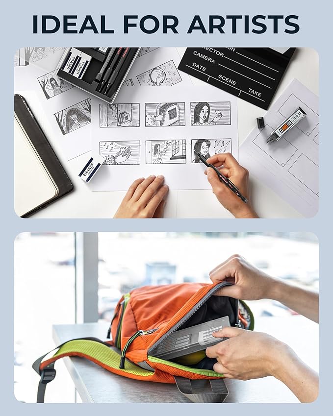 STAGEEK Mechanical Pencils 0.5 with Case, Metal Weatherproof Body Outdoor Artist Mechanical Pencil with 120 PCS HB & 2B Lead Refills, Eraser, for Writing Drafting Drawing and Sketching