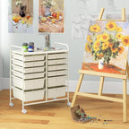 Giantex 12 Drawers Rolling Storage Cart, Classroom Organizers with Wheels for Tools Scrapbook Craft Paper Teacher Office School Supplies (Ivory)