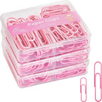 NEEWAY Colorful Paper Clips Assorted Sizes, Small and Large Paperclips, 210 Count, 3 Pack of 70 (Rose Pink)