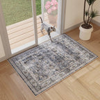 Rugcomf 2x3 Rug Washable Boho Rug Soft Small Area Rug Non-Slip Non-Shedding Faux Wool Vintage Rug for Door Mat, Kitchen, Floor, Entryway, Powder Room (Grey)