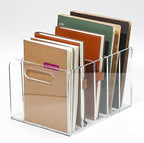AIDIMOO Acrylic Magazine File Holder, 5 Vertical Compartments Desk Document Sorter Organizer, Clear Folder Rack Binder for Office/Documents/Classroom, for Home, Tablet, Magazines, Books & Accessories