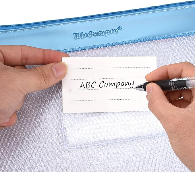 Zipper Pouch, Wisdompro 4 Packs Durable Letter Size Waterproof Mesh File Bag, Document Organizer - Blue
