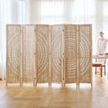 5.6 Ft Folding Room Divider, Portable Privacy Screen & Partition, No Assembly Required for Use as Cat Litter Box Cover, Clutter Hider, Room Separator, 6 Panels (Natural)