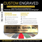 Custom Name Plate for Doors, with Choice of Mounting Holders for Walls, Doors, Cubicles, Hanging and More - Personalized Brushed Copper Plastic Black Letters - USA Made 2x6 - M5