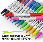 Dabo&Shobo 80 Pack Permanent Markers Assorted Colors, Fine Point, 16 Colors, Works on Plastic, Wood, Stone, Metal and Glass for Doodling, Coloring