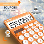 CATIGA 12 Digit Desktop Calculator Basic Desk Calculator with Large LCD Display, Big Buttons, 4 Function, Solar and Battery Dual Power, for Office, School, Home, SD-1292 Orange