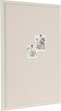 Kate and Laurel Makenna Traditional Linen Fabric Pinboard with Stunning Beaded Frame, 24x36, White