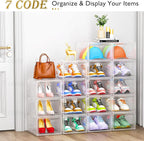 Thickened Clear Shoe Storage Organizer with Magnetic Door, Sturdy Stackable Shoe Boxes for Closet, Collapsible Space-Saving Shoe Rack for Sneakers & Boots, Plastic Shoe Cabinet Box Set, 6 Pack, White