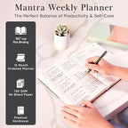 Mantra Planner 2026 Planner, Daily Journal & Gratitude Journal All-In-One with To Do List, Self Care Prompts & Habit Tracker - 7 x 10 - Black