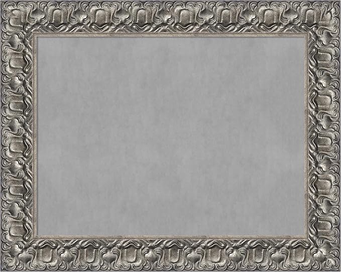 Amanti Art Silver Framed Magnetic Board 24x30 Medium Vision Board for use with Magnets, 100% Metal Sheet to Display Items as Office Decor or for Home Organization in mudroom, Kitchen or Kids Room