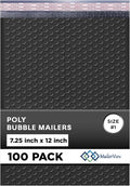 Black Poly Bubble Mailers 7.25x12 inch #1 | Self Seal Padded Envelopes | Cushioned Bubble Mailer | Usable Size 7.25x11 | WaterProof | Lightweight mailing Shipping Bags | 100 Pack Bulk | Made in USA