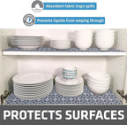Drymate Premium Luxury Shelf & Drawer Liner, Thick Cushioned Fabric, Non-Adhesive, Absorbent, Waterproof, Slip-Resistant, Liners for Kitchen Cabinets (USA Made)(12”x59”)(24-Pack)(IndigoGrey)