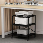 Vokumba 2 Tier Large Printer Stand, 20 x 20 Inches Printer Table with Storage Shelf, Rolling Printer Cart with Wheels for Home Office, Scanner Fax (Black)
