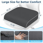 SofterCharm Seat Cushion, Memory Foam Office Chair Cushions for Long Sitting Hours, Chair Pad for Sciatica, Coccyx, Tailbone, Hip Pain & Pressure Relief, Office, Home, Car Seats, Airplane, Gray/Large