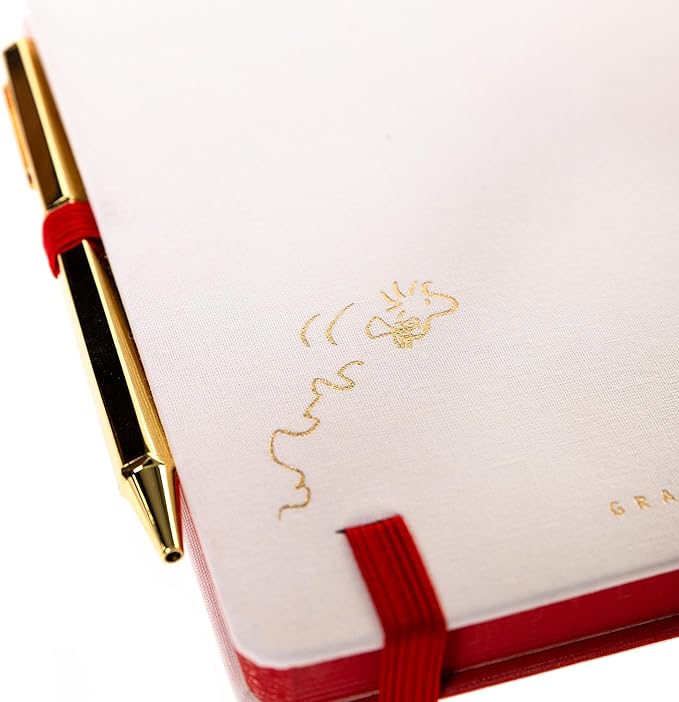 Graphique Snoopy Lined Journal Plus Pen Luxe Collection, Hardcover Diary Notebook for Writing, Gold Foil Embossing, 160 Pages, 6” x 8”