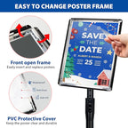 VAIIGO 4 Pack Sign Holder Stands - 8.5 x11 inch Standing Sign Stand, Adjustable Poster Sign Holder Pedestal Floor Sign Stand, Aluminum Snap Open Frame for Vertical & Horizontal View Sign Stand, Black