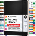 Roterunner Purpose Planner Notebook B5 7.5”x9.8” 12 Month Undated 2026 Daily Weekly and Monthly Productivity Goal Setting Tool for Work Home ADHD Planner for Adults Self Care Journa (Black)