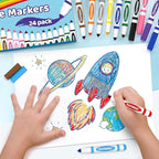 TooyBing 24 Color Washable Markers, Colored Washable Markers for Kids, Broad Tip Durable for Coloring Book, Back to Classroom Art School Supplies for Students Teachers Children