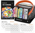 Shuttle Art 61 Colors Alcohol Markers, 60 Colors Dual Tip Art Marker Set Plus 1 Colorless Blender with Marker Case Perfect for Illustration Students Adult Coloring Sketching