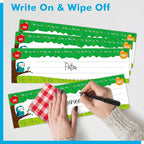 40 PCS Desk Name Tags, Erasable, Reusable & Waterproof Desk Nameplates with Alphabet, Number Line 1-30 Traditional Manuscript Name Plate for Classroom School Student (12” x 3.5”)