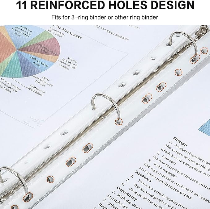 Sheet Protectors, PANDRI 700 Pack Clear Heavy Duty Plastic Page Protectors Sheet Reinforced 11-Hole Fit for 3 Ring Binder Fits Standard 8.5 x 11 Paper, 9.25 x 11.25 Top Loaded, Excluding Acid