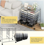 Giantex 12 Drawer Rolling Storage Cart Tools Scrapbook Paper Office School Organizer (Black Gradient)