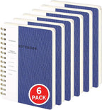 Spiral Notebook-5.75" x 8.125" College Ruled Journal with Inner Pockets and 160 Pages,PU Leather Cover Business Journal, Twin-Wire Binding Notebook Perfect for Office & Home School Supplies 6 pack Navy Blue
