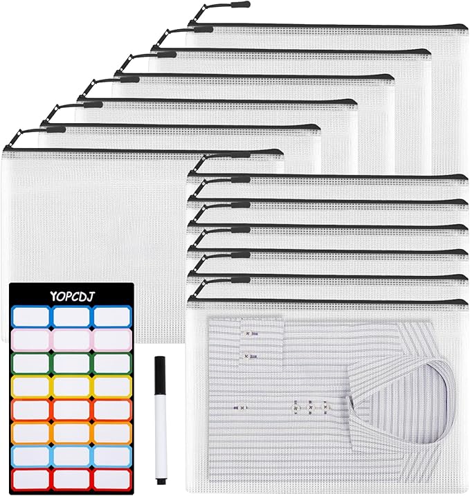 YOPCDJ 12pcs Mesh Zipper Pouch Bags, A3 Puzzle Bag for Organizing, File Bags Storage Bag, Board Games and Office Supplies