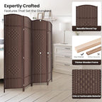 Cocosica 4 Panel Room Divider,6Ft Folding Privacy Screen,Tall - Extra Wide Foldable Panel Partition Wall Divider with Diamond Double-Weaved Hand-Woven Design Room Screen Divider