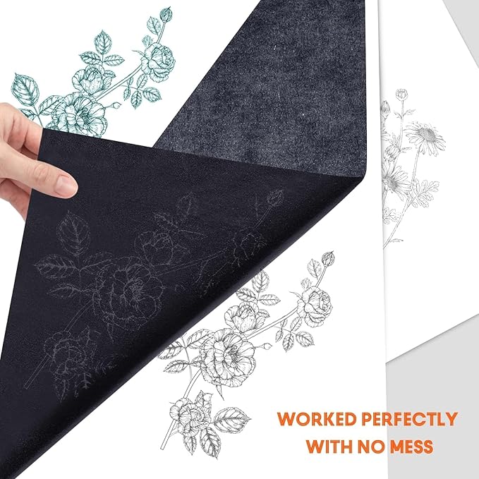 psler 100 Sheets Carbon Paper Sheets, Carbon Transfer Paper with 3PCS Embossing Stylus for DIY Woodworking, Paper, Canvas and Other Art Craft Surfaces(7.3 by 10 Inch)