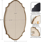 Kate and Laurel Leanna Decorative Scalloped Metal Pinboard; 24 x 36; Gold; Framed Rounded Oval Vintage Bulletin Board for Unique Display; Organization; and Decor