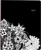 Cambridge 2025 Appointment Book Planner, Weekly & Monthly, 8-1/2" x 11", Large, FloraDoodle, White and Black (589-905-25)