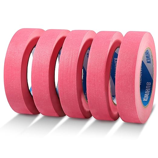 KIWIHUB Pink Painters Tape,1 inch x 60 Yards x 5 Rolls (300 Yards Total) - Medium Adhesive Masking Tape for Painting,Labeling,DIY Crafting,Decoration and School Projects