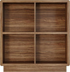 ChooChoo 4 Cube Storage Organizer, Wooden Bookcase with Storage, Cube Storage Bookshelf for Bedroom and Home Office, Brown Walnut