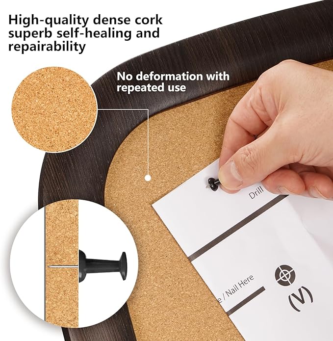 INDY VAC Cork Board for Walls with Frame Bulletin Board 18.5" x30" Decorative Hanging Pin Board for Office & Home Decor, Home School Message Board or Vision Board