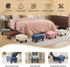 BRIAN & DANY Small Foot Stool Ottoman, Footstool with Legs, Teddy Velvet Foot Rest for Living Room, Bedroom and Office, Blue