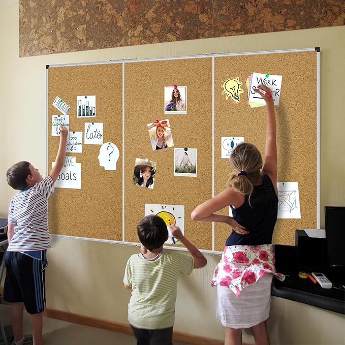 XBoard Large Cork Bulletin Board 72 x 48 Inch, 6' x 4' Big Push Pin Corkboard with Aluminum Frame | Cork Message Notice Board for School, Home & Office Wall Display and Organization