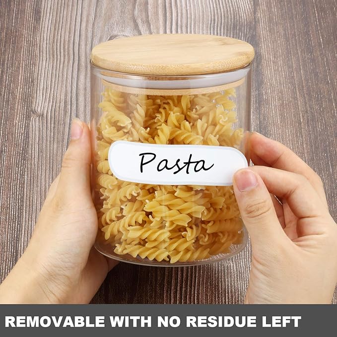 264 Pieces Removable Food Labels Stickers Waterproof Kitchen Labels for Food Storage, Home Organization with Marker Pen, 3 Sizes (Silver Side)