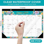 Desk Calendar 2026, 21 Months Calendar Runs from October 2025 to June 2027 - Large 17" x 12" Desktop/Wall Monthly Desk Planner for Home School, or Office - Floral