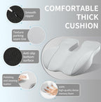 EARJIA Memory Foam Seat Cushion for Office Chair Seat Cushions for Long Sitting Tailbone Pain Relief Anti-Slip Bottom & Removable Leather Cover for Car Gaming Work