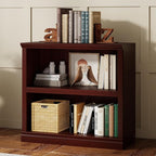 Bevfint 30" Bookcase, White Floor Standing Bookshelf, 2-Tier Display Shelves Open Storage Organizer, Book Case for Living Room Hallway Kitchen Home Office Bedroom, Mahogany 2 Tiers