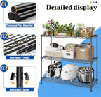 3- Shelf Metal Shelving Unit 35.6Wx14Dx36H,Adjustable Storage Shelves Heavy Duty Garage Steel Shelving for Office,Wire Rack Small Shelf for Kitchen Shelves Laundry Bathroom Pantry Closet Black
