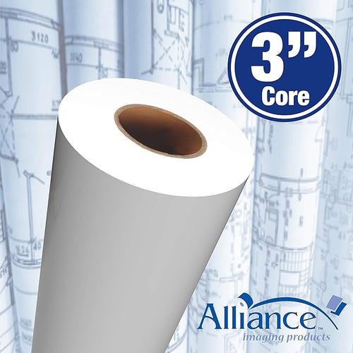 Alliance Wide Format Paper Rolls, 20lb with 3" Core (17 In x 500 Ft | 3" Core, 20lb | 4 Rolls)