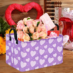 FUULOXE Rectangular Valentines Basket Storage Bin for Shelves Girls Gifts Baskets Foldable Box with Handles for Home Office Car Dormroom Valentine's Day Party Supplies
