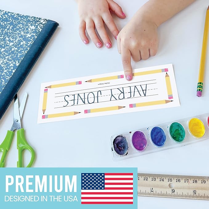 Desk Name Tags for Classroom -25 Student Name Plates for Classroom Kindergarten, Preschool, 1st, 2nd & 3rd Grade, 9x3 Teacher Nameplates for Student Desks & Cubbies, Pastel Nametags