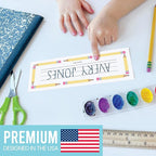 Desk Name Tags for Classroom -25 Student Name Plates for Classroom Kindergarten, Preschool, 1st, 2nd & 3rd Grade, 9x3 Teacher Nameplates for Student Desks & Cubbies, Pastel Nametags