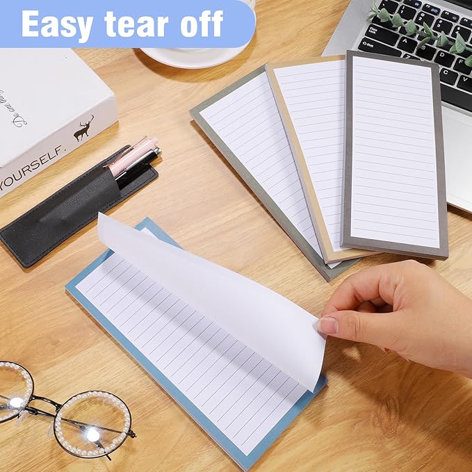 Thboxes 4 Pack Magnetic Note Pad for Fridge with Pen Holder, Totally 200 Sheets Magnetic To Do List, Grocery List, Shopping List, Memo Pads for Refrigerator（Dark Color）