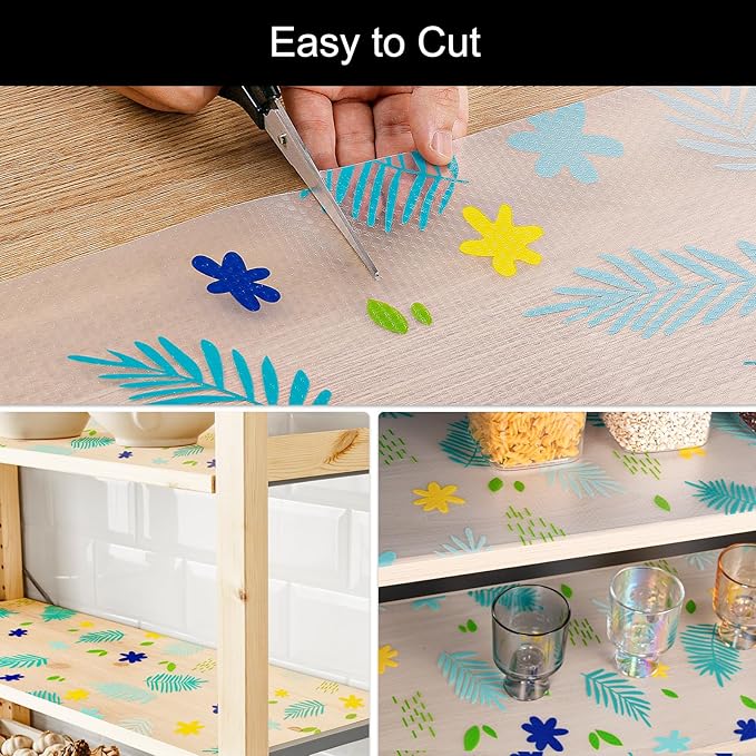 Cooyes Shelf Liner – Premium Non-Adhesive Cabinet & Drawer Liner for Kitchen – Waterproof Shelf Paper with Modern Pattern – Durable EVA Cabinet Mat – Easy to Cut （17.5" W x 78.7" L）