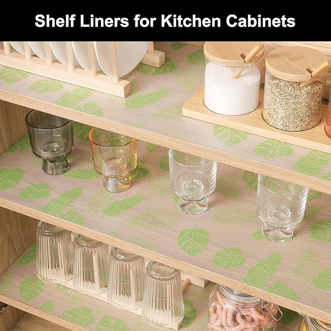 Cooyes Shelf Liner – Premium Non-Adhesive Cabinet & Drawer Liner for Kitchen – Waterproof Shelf Paper with Modern Pattern – Durable EVA Cabinet Mat – Easy to Cut （12" W x 120" L）